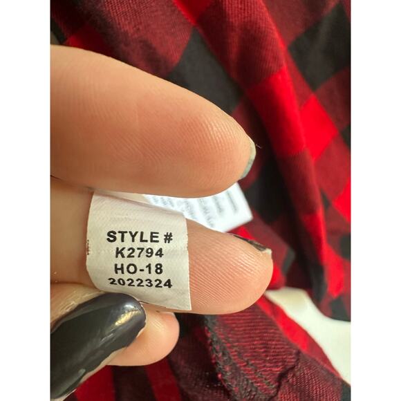 Madewell Buffalo Check Tie-Neck Shirt Red Black M - Picture 10 of 11